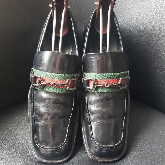 Gucci Web Accent Patent Leather Loafers - Picture 5 of 12